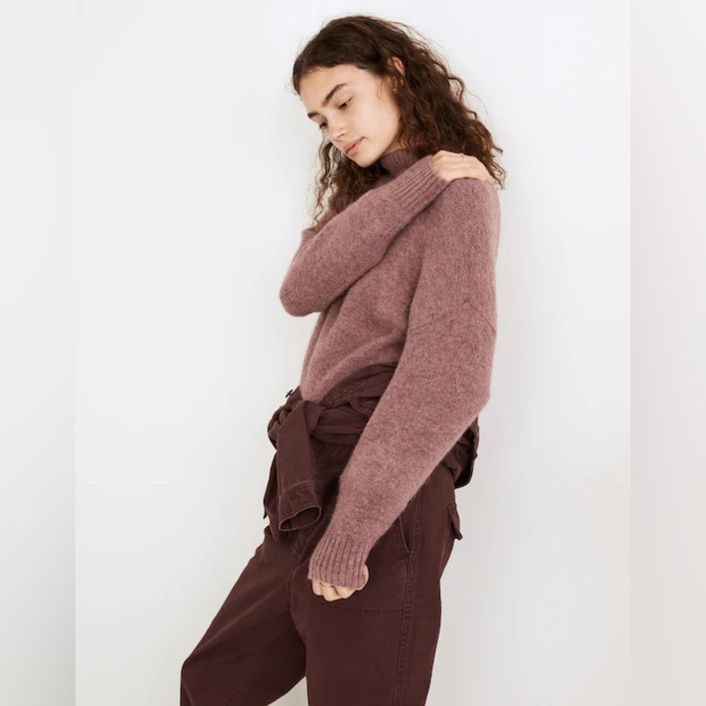 Madewell Dillon Mockneck Pullover Sweater in Heather Loganberry - Picture 2 of 6